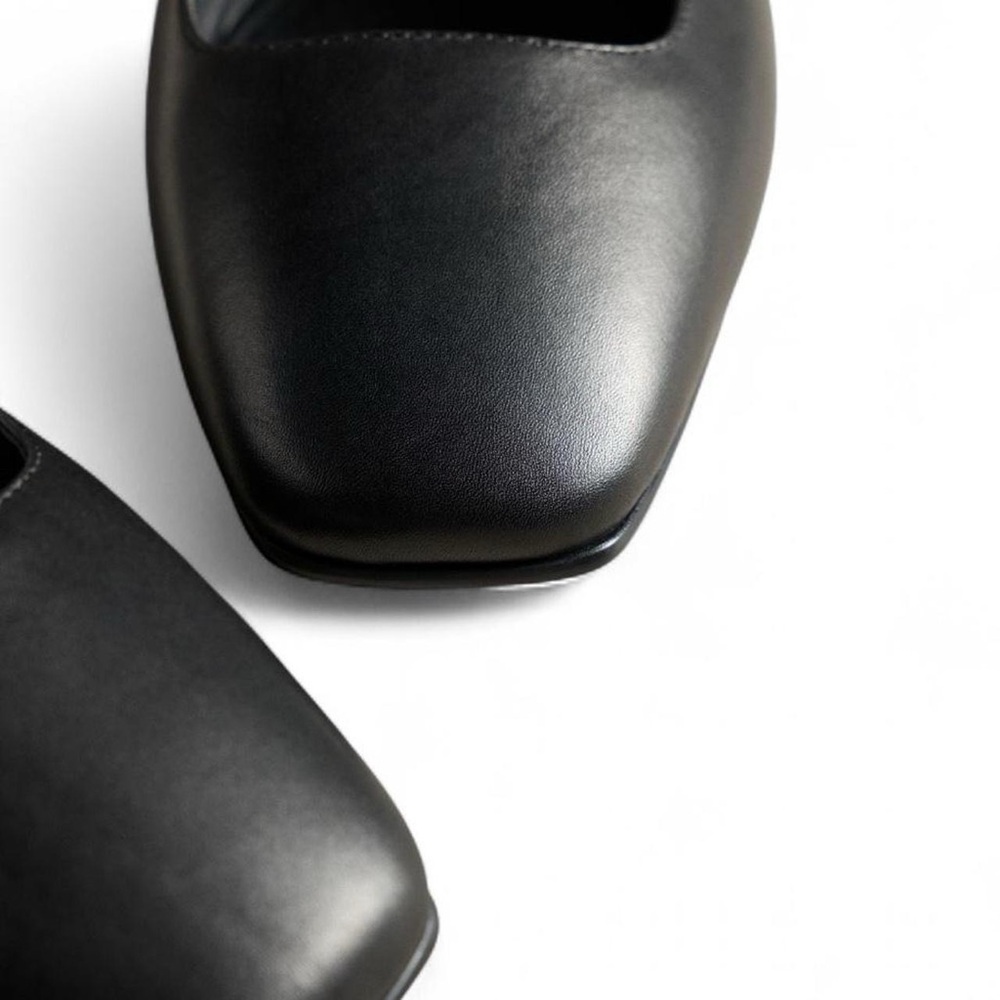 Jeffrey Campbell Elise Black Leather Mary Janes Ballet Flats 7 New - Picture 8 of 10